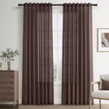 USADAS Cortinas de Lino Joywell Café con Trabillas Ocultas y Bolsillo para Barra | 96 pulgadas | 2 Paneles Boho Farmhouse Semitranslúcidos | 52x96