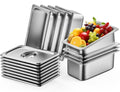 Set de 8 Bandejas para Buffet ZeroPone con Tapas | Tamaño 1/3, 6 Pulgadas de Profundidad | Acero Inoxidable Calibre 22 Antiatasco | para Hotel, Fiesta y Catering