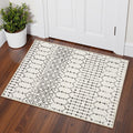 Lahome Alfombras Marroquíes Entrada 2x3 Pie Antideslizante Lavable Tapete Puerta Resistente Manchas Ultra Delgada Gris Blanca Alfombra Pequeña Cocina, Geométrica Entrada Baño