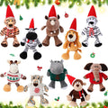 HyDren 10 Pieces 9 Inches Safari Stuffed Animals Set and Elephant Giraffe Lion Tiger Monkey Rhinoceros Zebra Leopard Hippo for Shower Jungle Animal(Christmas)