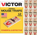Trampas para ratones Victor M150-12, pedal de metal, madera FSC de origen sostenible, trampas para ratones de madera - Paquete de 12
