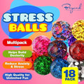 Stress Balls Set - 18 Pack - Stress Balls Fidget Toys For Kids and Adults - Sensory Ball, Squishy Balls With Colorful Water Beads,Anxiety Relief Calming Tool