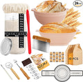 Kit de inicio para masa madre SZZJKJ, suministros para hornear pan de masa madre de 24 piezas, juego de 2 cestas de fermentación de pan de silicona Banneton, kit de inicio para masa madre