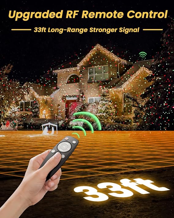 Enjoyedled - Luces de proyección navideñas para exteriores con control remoto, luces láser rojas y verdes de galaxia con IP65 a prueba de agua, decoración del hogar para boda, jardín, patio, fiesta