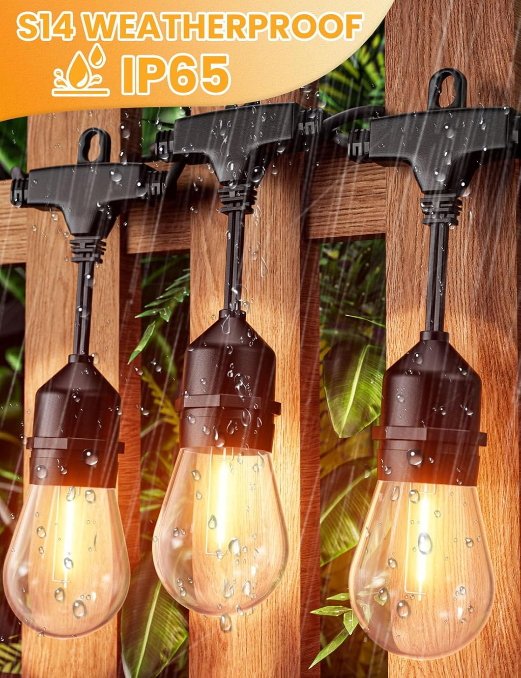 Svater Luces de cadena para exteriores de 50 pies para exteriores, luz LED