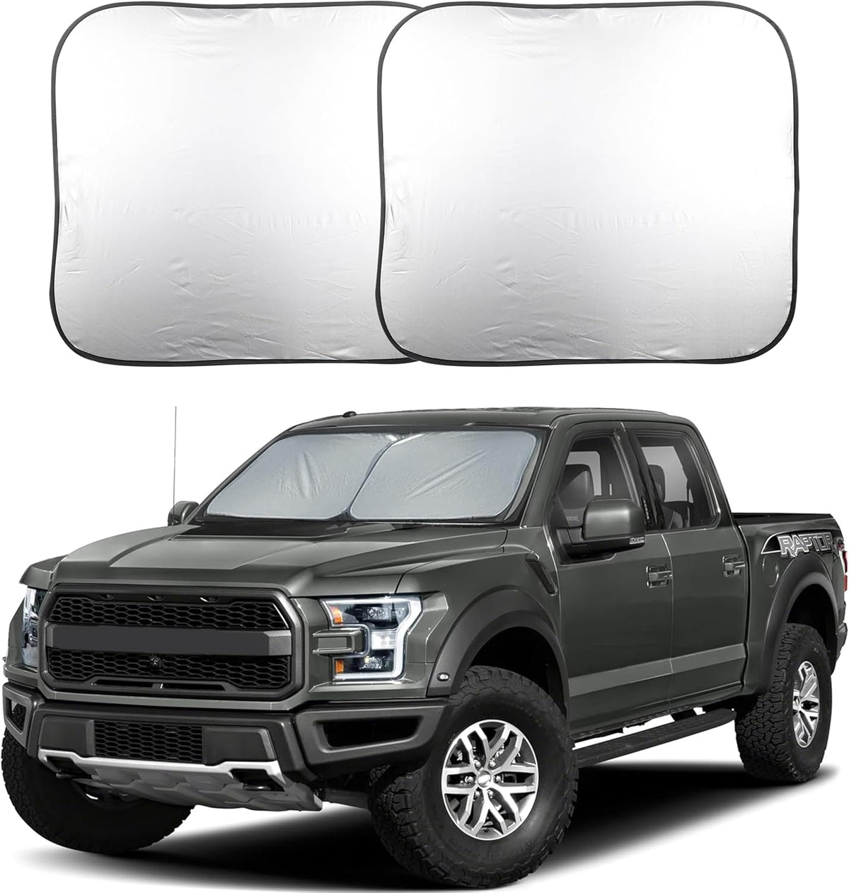 Parasol plegable de 2 piezas para ventanas de camioneta EcoNour, bloquea los rayos UV y el calor, mantiene el interior y el tablero frescos, accesorio duradero para el interior del automóvil, tamaño grande (82,3 cm de largo x 91,4 cm de ancho).