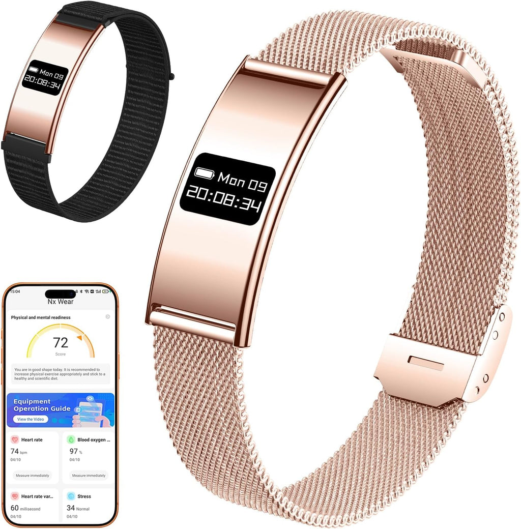 Pulsera inteligente para hombres y mujeres, pulsera de seguimiento de actividad física, pulsera de salud con monitor de sueño, reloj inteligente de actividad con monitor de frecuencia cardíaca 24/7, VFC, podómetro de calorías, contador de pasos, estrés y