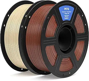 Filamento PETG ELEGOO 1.75mm 2KG — Marrón y Beige, 2 Carretes de 1KG, Precisión +/-0.02mm para Impresoras FDM