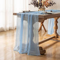 Keketoarrange - Caminos de mesa rústicos de gasa color celeste, de 120 pulgadas y 10 pies, camino de mesa de tela de queso traslúcida para decoración bohemia de hogar y celebraciones
