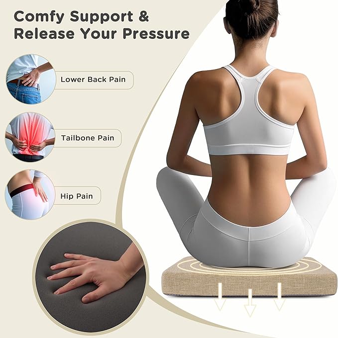 AddGrace Cojín cuadrado para silla de comedor — 1 unidad, antideslizante con lazos y funda extraíble de 16 x 16 x 2 pulgadas