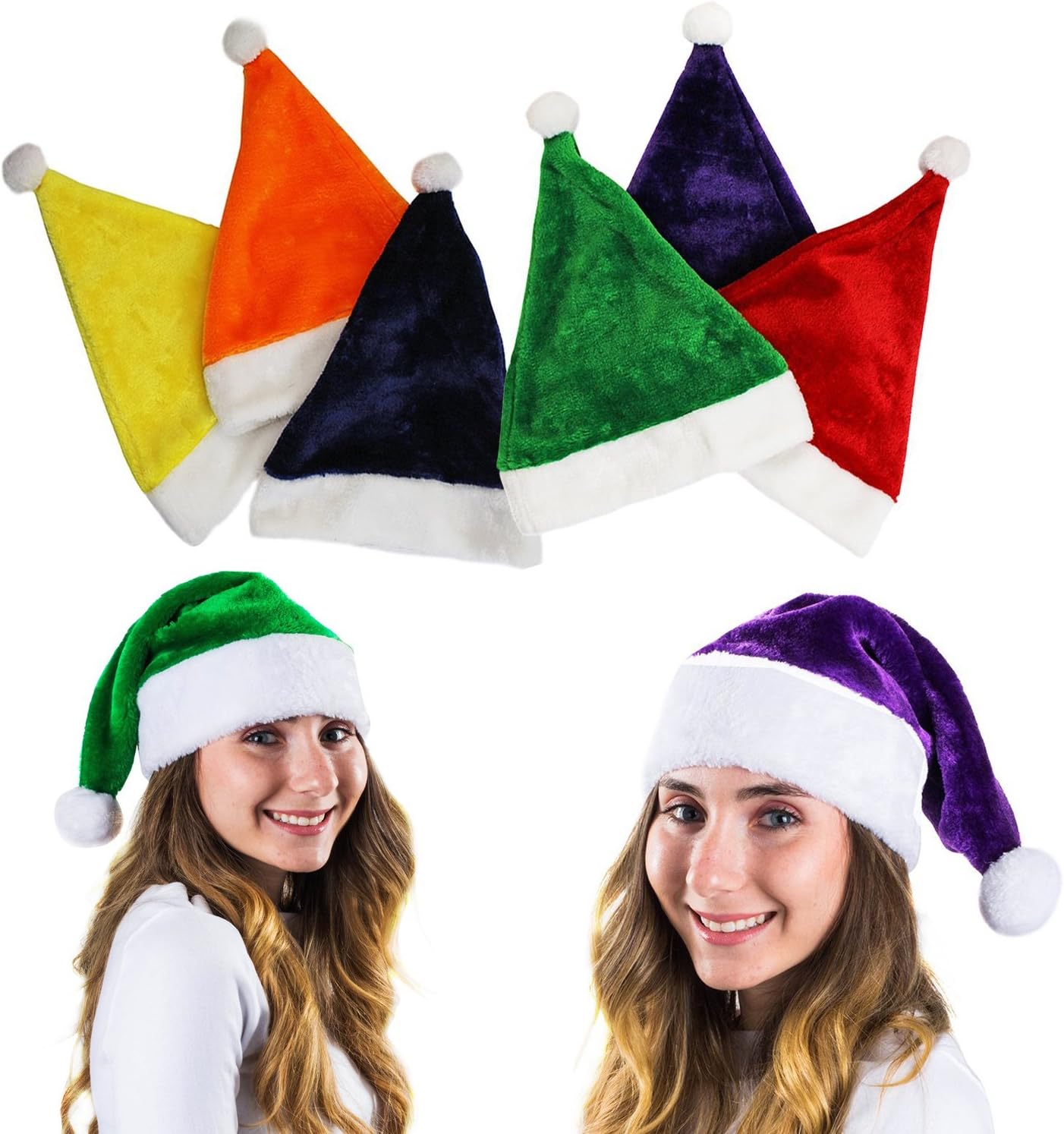 Tigerdoe Colorful Santa Hats – 6-Pack Plush Dwarf & Gnome Hats for Adults