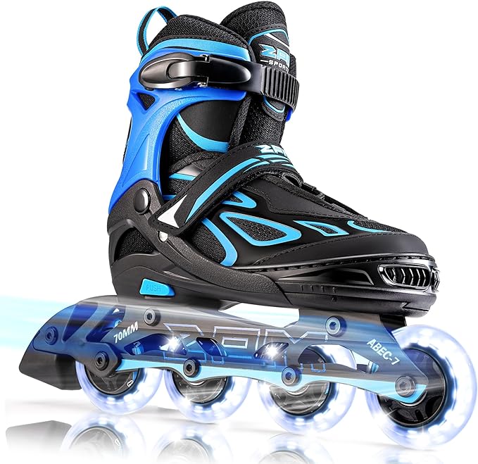 ⚠️ Talla XL – 2PM SPORTS Patines en Línea Vinal con Ruedas Iluminadas – Para Principiantes, Niños y Adultos, Color Azul
