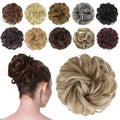 Chongó Postizo FESHFEN Ondulado Rizado — Extensión Sintética con Scrunchie Elástico, Mixed Blonde y Ash Blonde