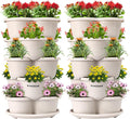 VIVOSUN Paquete de 2 macetas verticales apilables de 5 niveles para fresas, flores, hierbas, verduras, marfil