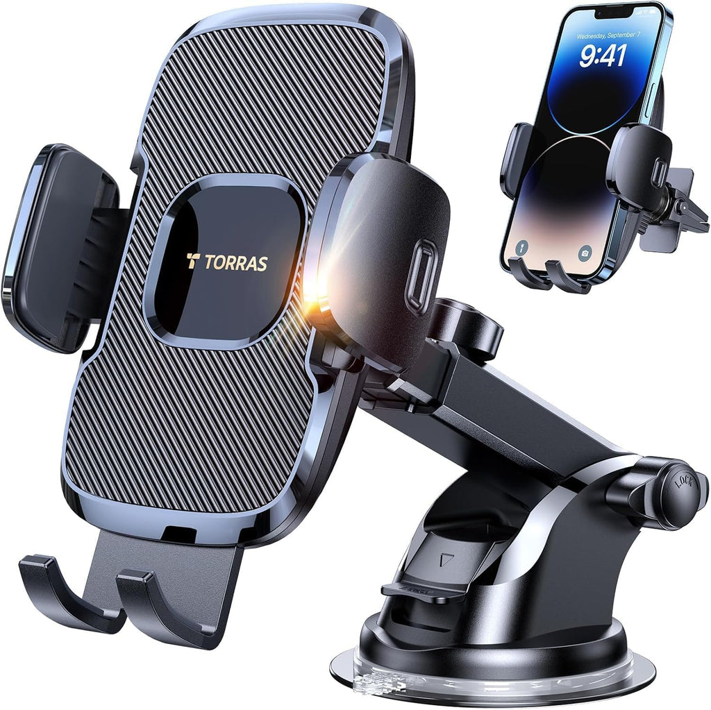 TORRAS Ultra-Durable Phone Holders for Your Carã€96+LBS Strongest Suctionã€‘ Car Phone Holder Mount, Safety Certs Cell Phone Car Mount Truck for Dashboard Windshield Vent for iPhone 17 16 15 14 Pro Max