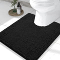 Tapete de Baño Smiry en U 24x20" | Chenille Ultra Suave, Antideslizante, Negro, Lavable a Máquina