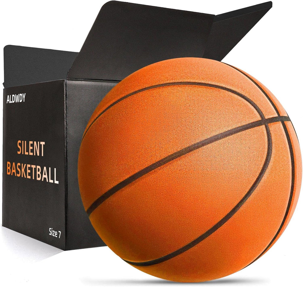 Silent Basketball Size 7 (29.5") â€“ Grooved Airless Indoor Basketball for Quiet Dribbling and Indoor Training, Pro PU Foam Ball â€“ Real Feel Higher Bounce Quieter