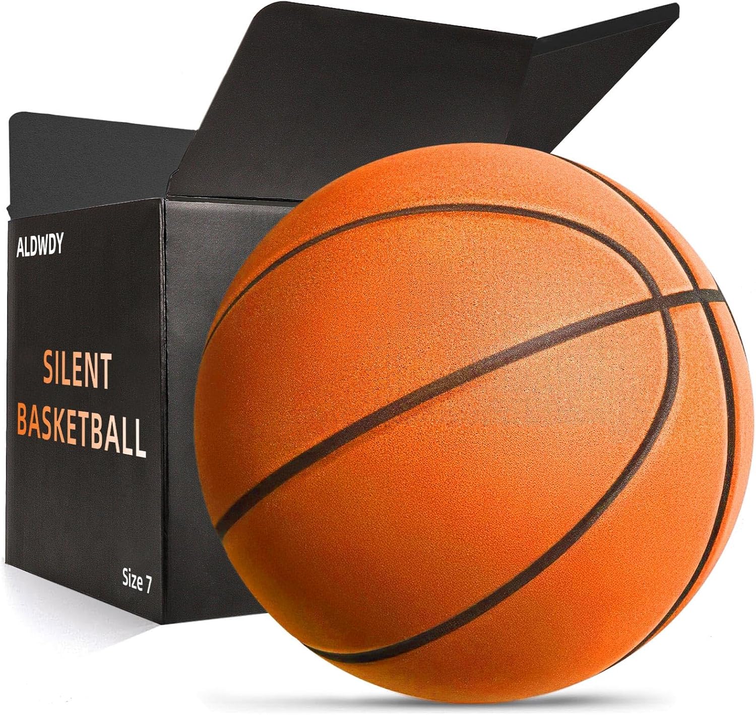 Silent Basketball Size 7 (29.5") â€“ Grooved Airless Indoor Basketball for Quiet Dribbling and Indoor Training, Pro PU Foam Ball â€“ Real Feel Higher Bounce Quieter
