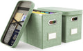 Caja Archivadora Colgante Oterri con Bolsillo de Malla | Organizador de Documentos con Tapa | Plegable para Tamaño Carta | 2 Piezas | Verde