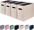 ComfortKeeper Paquete de 4 organizadores de archivos tamaño carta, organizador de carpetas de archivos, caja de almacenamiento de tela, organizador de papel plegable con asa de metal, rieles de PVC lisos, solo caja (beige)