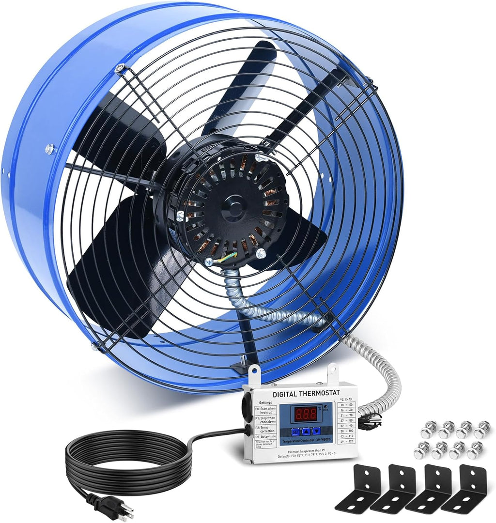 Ventilador de extracción para ático de 15" con termostato - Ventilador de ventilación para hastial de 1300 CFM con termostato que cubre 1850 pies cuadrados