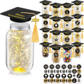 Mimorou 16 Set de Recuerdos para Fiesta de Graduación 2026 Frascos de Dulces con Gorro de Graduación Centros de Mesa en Frascos Mason Regalos DIY a Granel para Invitados Clase de 2026 Fiesta de Graduación (Negro)