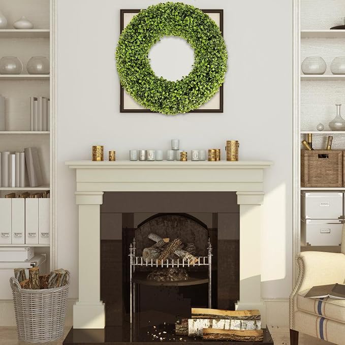 Corona Decorativa de Boj SEVENLOVE 20 Pulgadas — Interior y Exterior, Todas las Estaciones