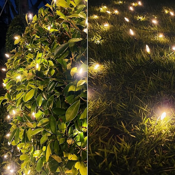 Luces de red de Navidad al aire libre de 120 LED, 6 pies x 5 pies, luces de decoración de Navidad, 8 modos, red de malla impermeable conectable para árboles de Navidad, arbustos, bodas, jardín