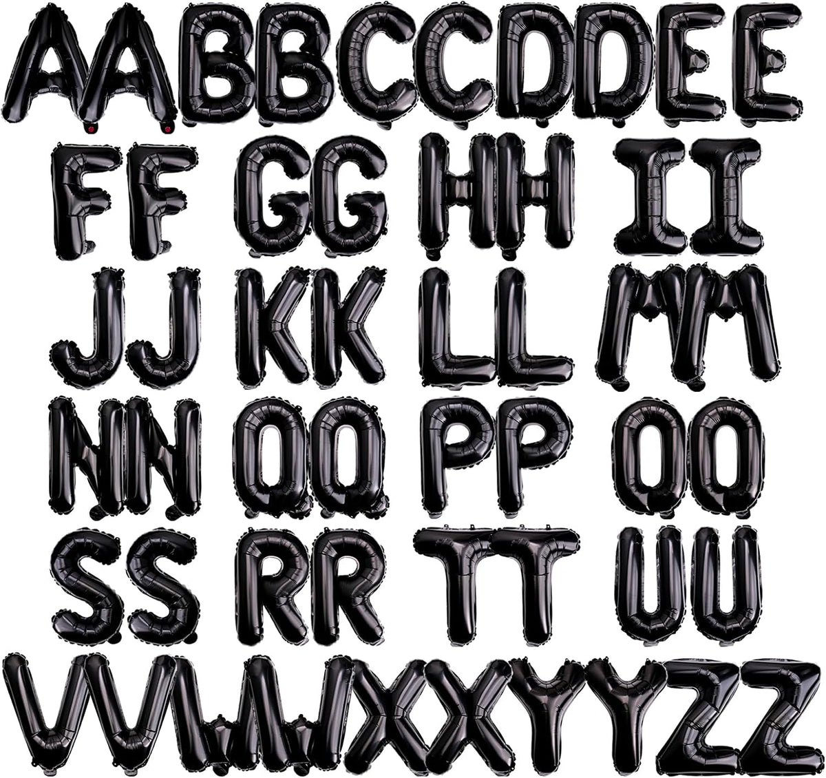 [52 PIEZAS] Globos de letras negras de aluminio de 16" (2 juegos de la A a la Z), alfabeto colgante de aluminio Mylar para decoraciones de fiestas de graduación, Nochevieja y cumpleaños.