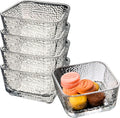 Juego de 4 cuencos Orkim de vidrio transparente martillado de 10 oz para cereales, dulces y aperitivos, cuenco vintage para helado y yogur, plato para postre de frutas con relieve, juego de 4 platos cuadrados de cristal para preparar alimentos en el