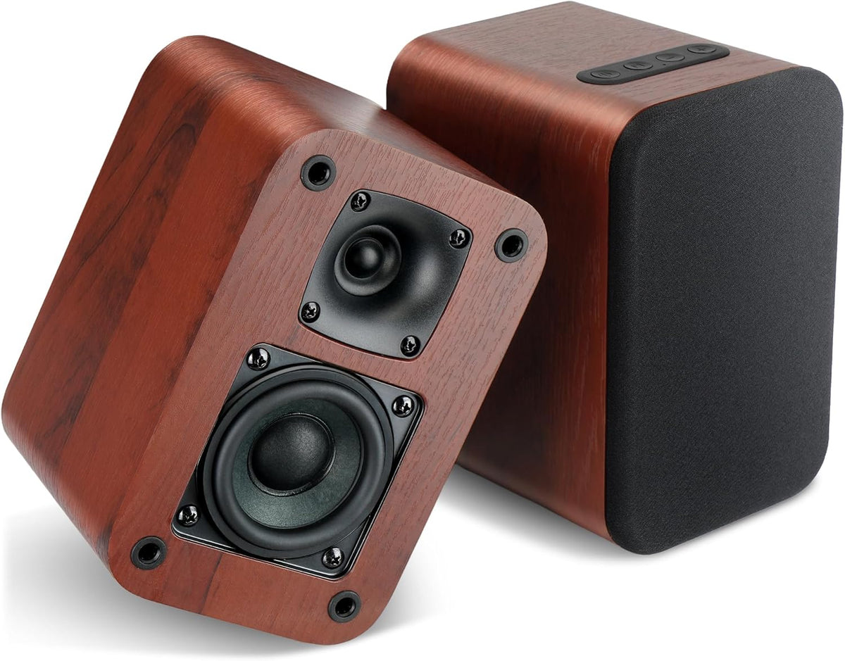 Parlantes de Estanteria RIOWOIS con Bluetooth | 40W Activos | Woofer 2.75 pulgadas | Optico AUX TV-ARC | Tornamesa