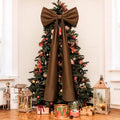 Moño Gigante de Terciopelo para Árbol de Navidad – 50 x 180 cm | Decoración Navideña Marrón