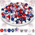 Chunful 300 Cuentas de Madera 4 de Julio | Patrioticas Rojo Blanco Azul Bandera Estrella America para Manualidades DIY 9 Disenos