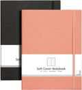 AHGXG Bullet Dotted Journal 2 Pack - B5 Large Journal Dot Grid Notebook (7.6'' X 10'') with Thick 120gsm Dot Paper, Soft Leather Cover, Total 384 Pages, Inner Pocket - BlackPink