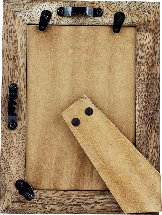 Marco de fotos de madera encalada de 4 x 6 pulgadas, aspecto rústico vintage de granja, marco de fotos bohemio envejecido de madera maciza para decoración de mesa y pared