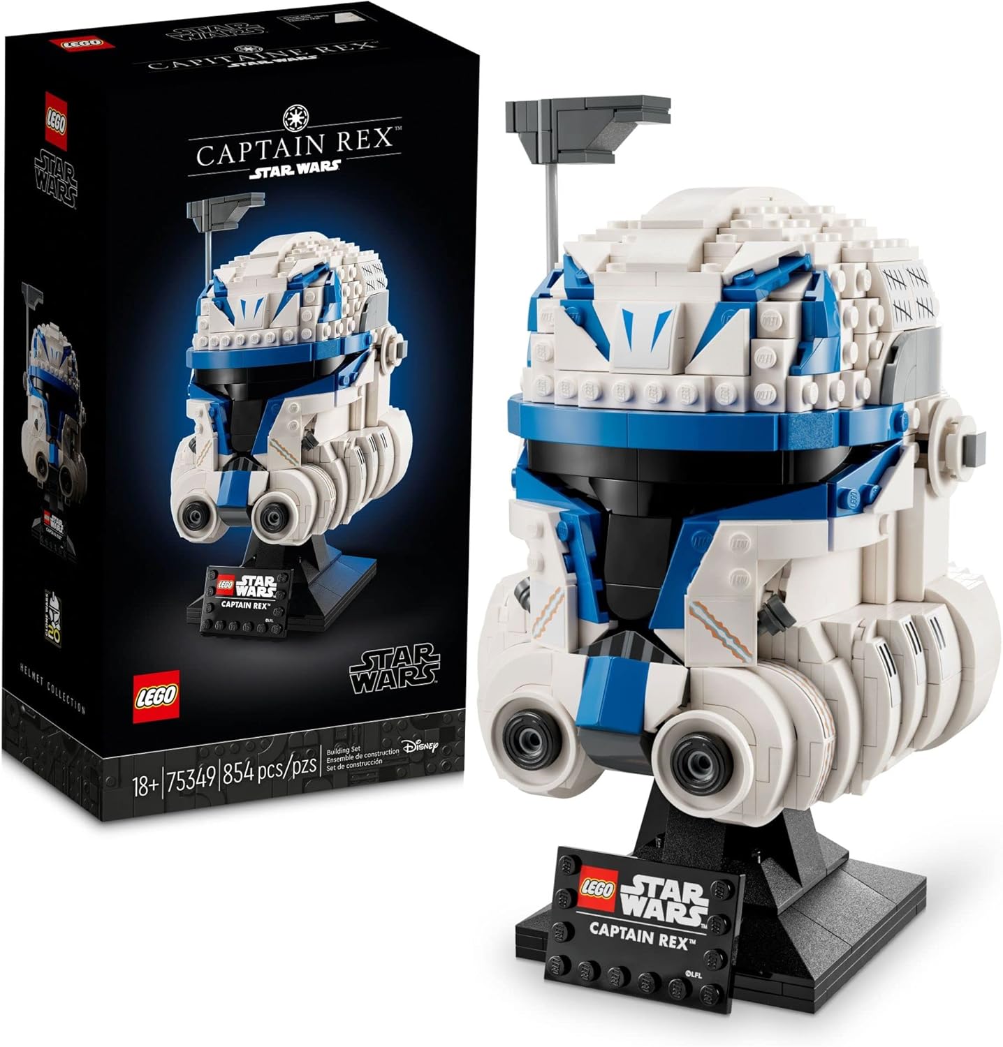 LEGO Star Wars: Casco del Capitán Rex, modelo coleccionable de The Clone Wars para adultos, recuerdos de Star Wars, 75349 