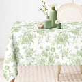 Mantel rectangular de tela floral verde, lavable, con estampado de flores silvestres, ideal para picnics y cenas de primavera, 60 x 104 pulgadas.