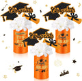 Domensi 3 Sets de Centro de Mesa de Graduacion Class of 2026, Incluye Flores de Seda, 9 Palitos Congrats Grad y 3 Floreros Metalicos, Naranja