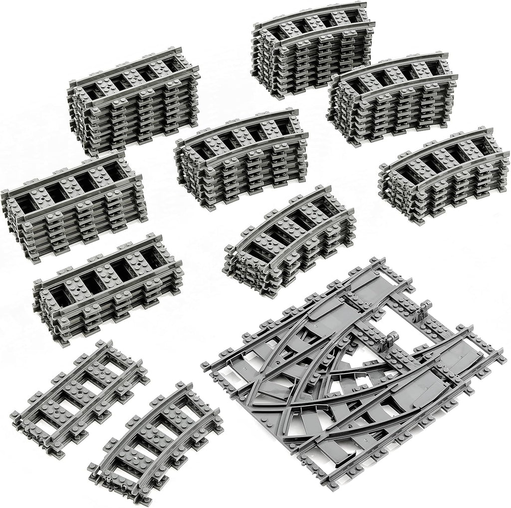 Set de Rieles de Tren Mannidoo 54 Piezas – Compatibles con LEGO y Grandes Marcas, ABS No Tóxico