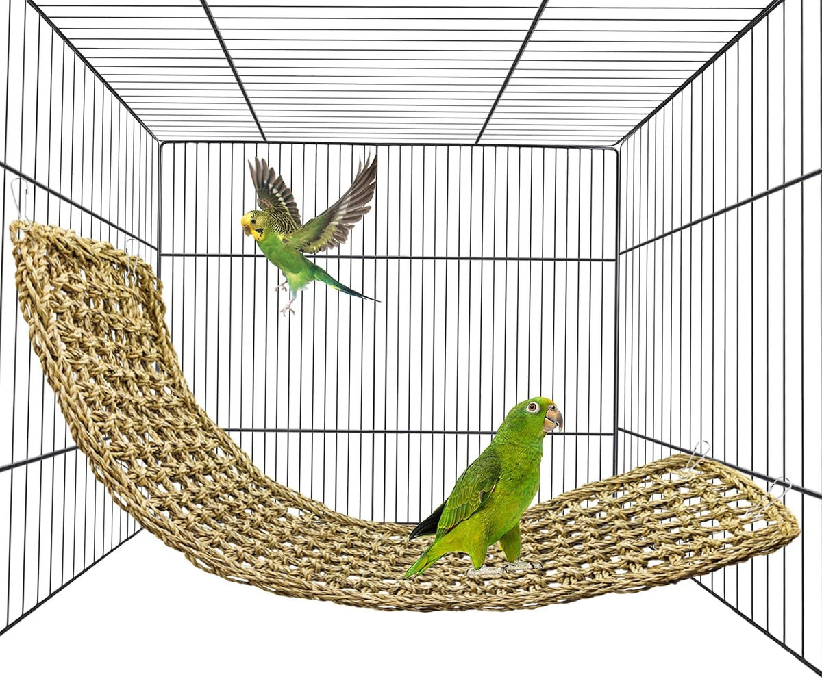Estera de Fibra Marina para Aves 76x18cm | Hamaca Tejida Natural | Escalera de Cuerda | Juguete para Jaula | Loros y Cacatúas