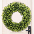 HUZIYAHAN Corona artificial de primavera verde de boj extra grande de 32