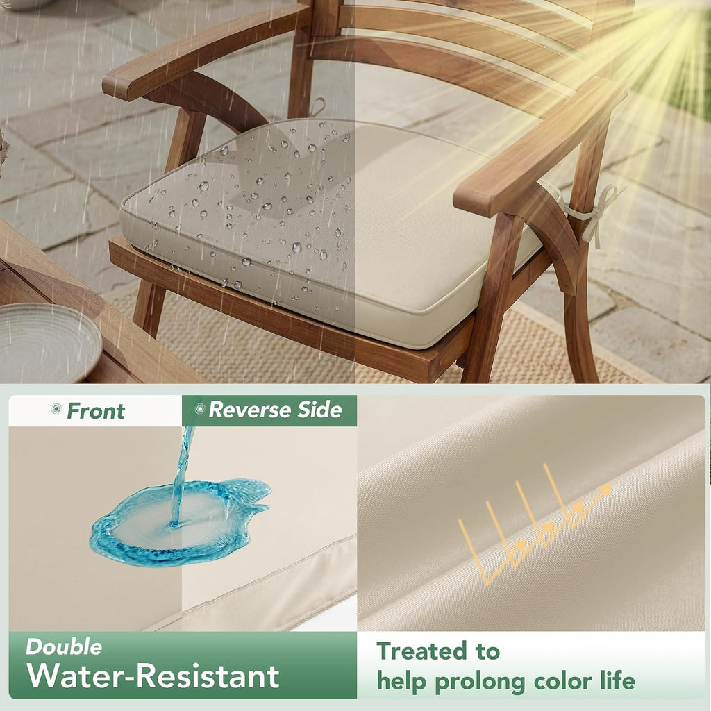 Juego de 4 cojines para sillas de exterior: impermeables y resistentes a la decoloración, cojines para muebles de patio, 17 x 16 x 2 pulgadas, almohadillas de asiento antideslizantes de esquinas