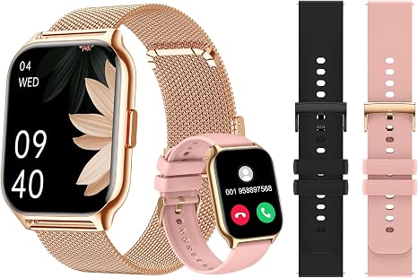 Reloj inteligente con 4 bandas, reloj de seguimiento de fitness de 2.0 pulgadas (marcación/respuesta de llamadas) con monitor de frecuencia cardíaca, presión arterial/oxígeno en sangre
