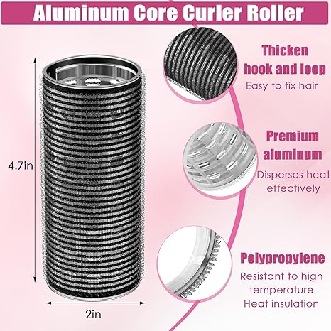 4 rodillos de pelo largos para flequillo, rizadores de núcleo de aluminio, rodillo térmico de autoagarre para cabello largo y mediano, peinado de muje