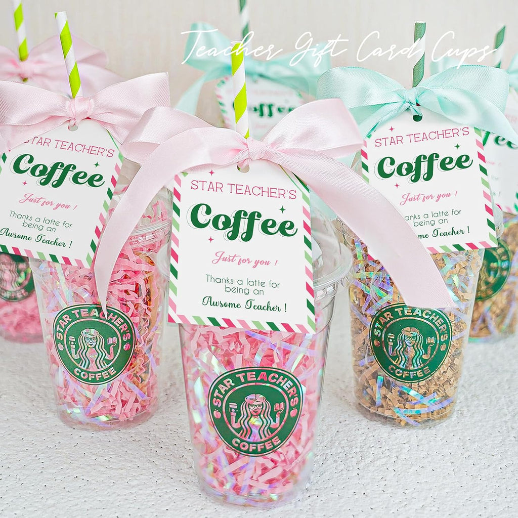 Regalos para profesores - Regalos de agradecimiento para profesores - Paquete de 6 tarjeteros de café con tarjetas - Kit de supervivencia para profesores - Regalos de agradecimiento para mujeres, hombres, ella, él - Fin de año - Vuelta al cole