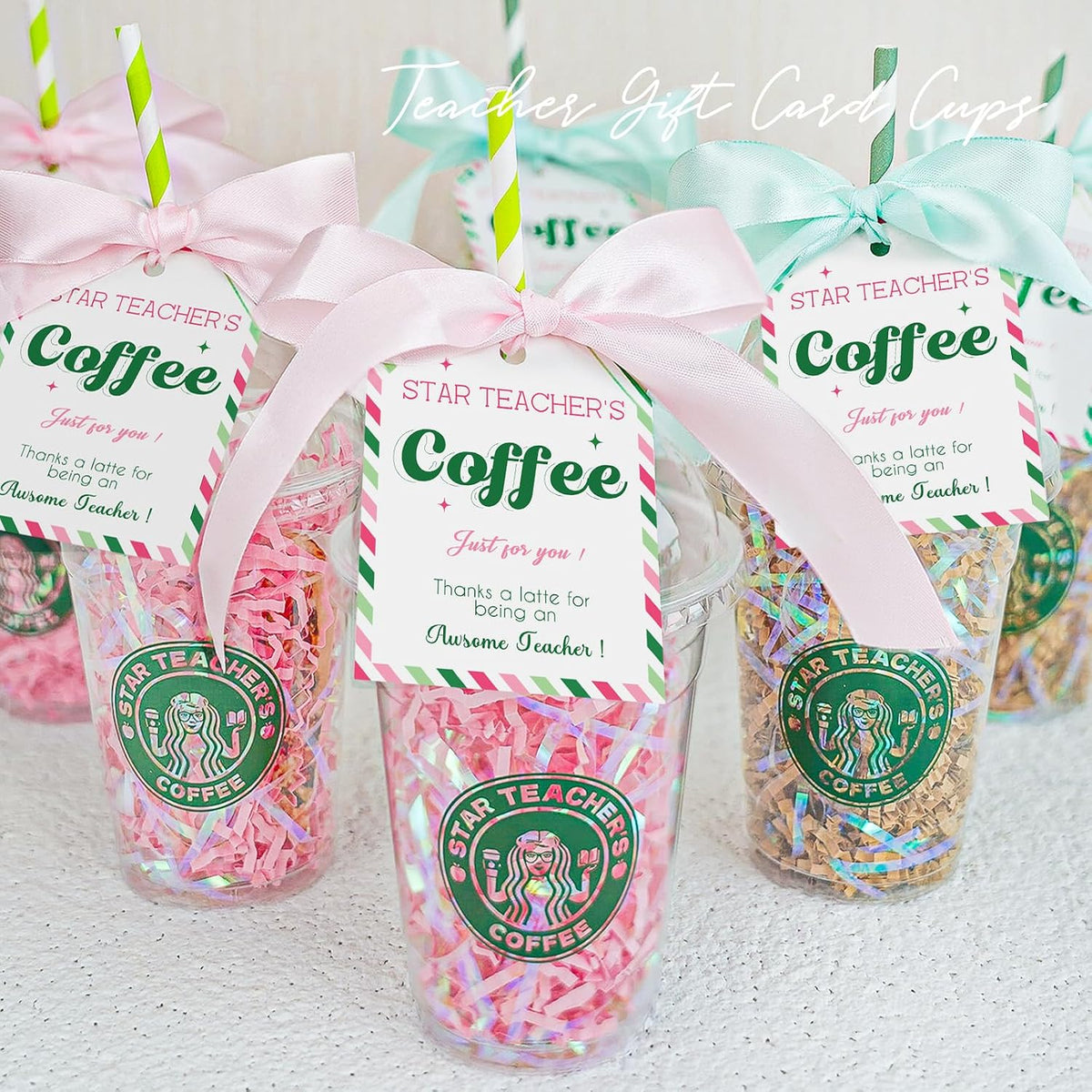 Regalos para profesores - Regalos de agradecimiento para profesores - Paquete de 6 tarjeteros de café con tarjetas - Kit de supervivencia para profesores - Regalos de agradecimiento para mujeres, hombres, ella, él - Fin de año - Vuelta al cole