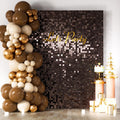 COKAOBE Fondo de pared marrón oscuro brillante, 24 paneles de lentejuelas para decoración de fondo, fondos fotográficos para cumpleaños, aniversarios, bodas y compromisos.