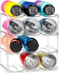 Organizador Apilable de 4 Niveles para Botellas y Tumblers Stanley – Transparente, Capacidad 12 Unidades para Cocina y Refrigerador