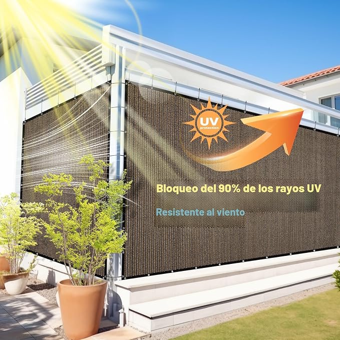 Incluye Ganchos | Tela de Sombra Shade&Beyond 8x10 Pies | 90% Protección UV | Toldo Malla para Patio y Jardín