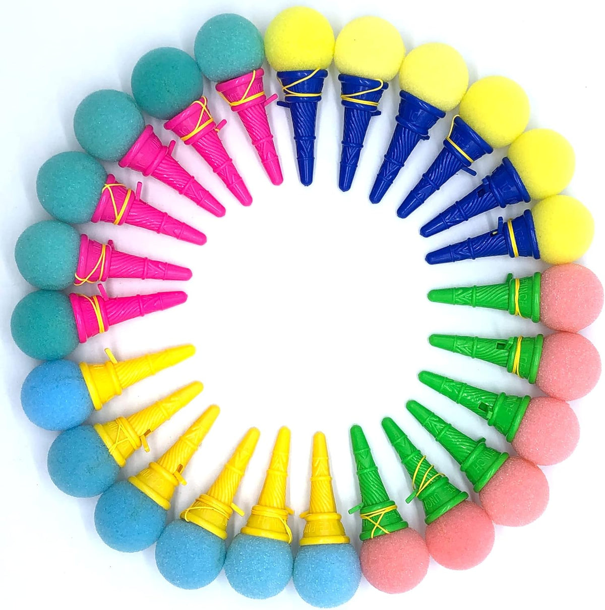 Meirrnyyu 24 piezas Lanzador de bolas de espuma de helado de 4 pulgadas, mini lanzadores de conos de helado, juguetes para niños, premios de carnaval, recuerdos de fiesta